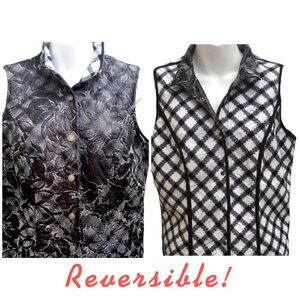 Coldwater Creek Reversible Faux Leather Fleece Vest